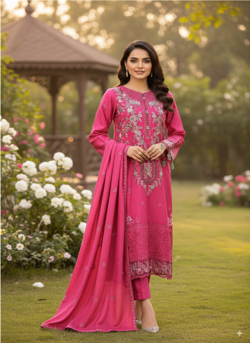 Luxury Dhank Fabric with Heavy Embroidery & Shawl Dupatta