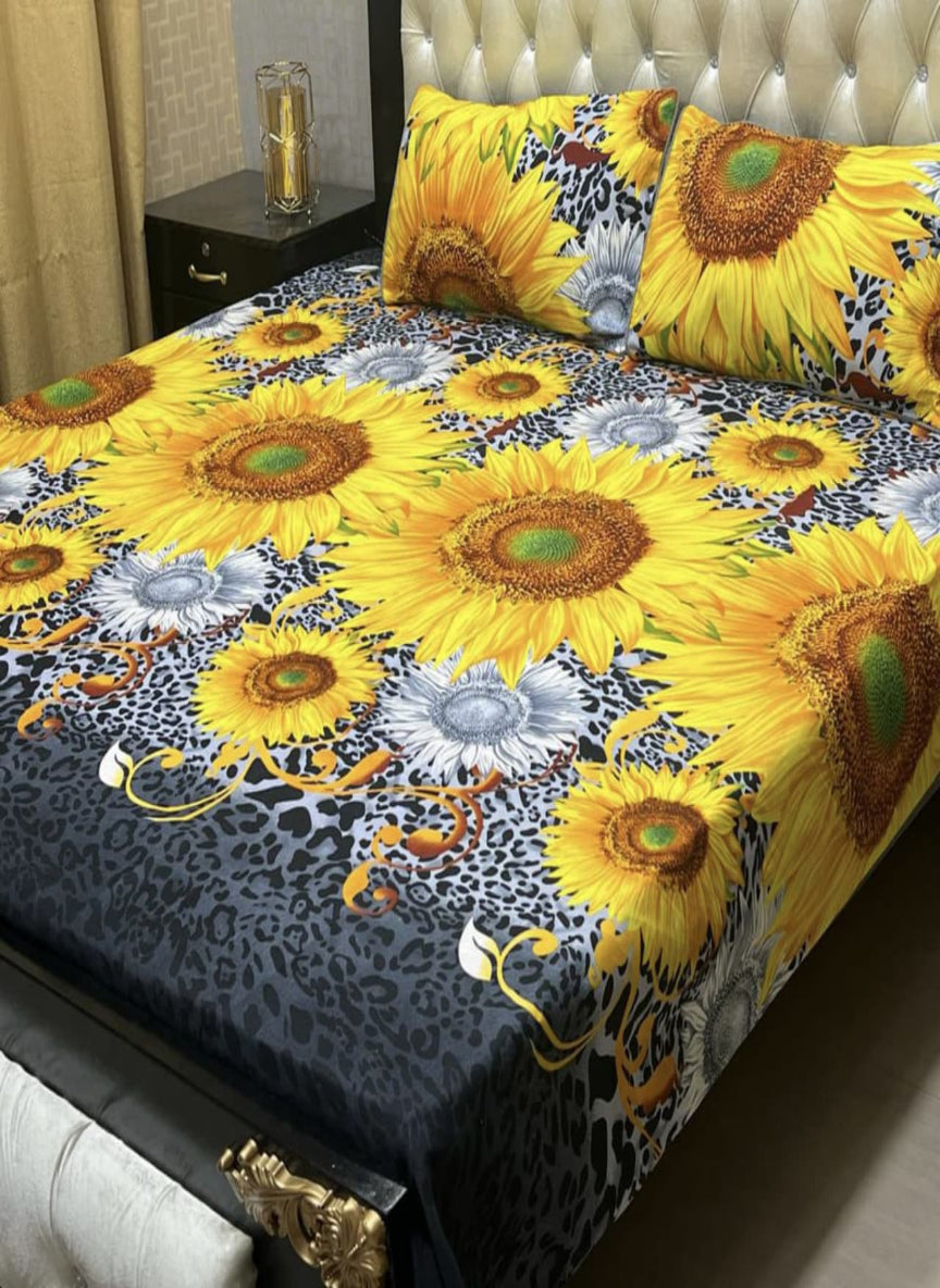 3D Crystal Cotton 3-Piece Bedsheet Set – Lifetime Color & Fabric Guarantee