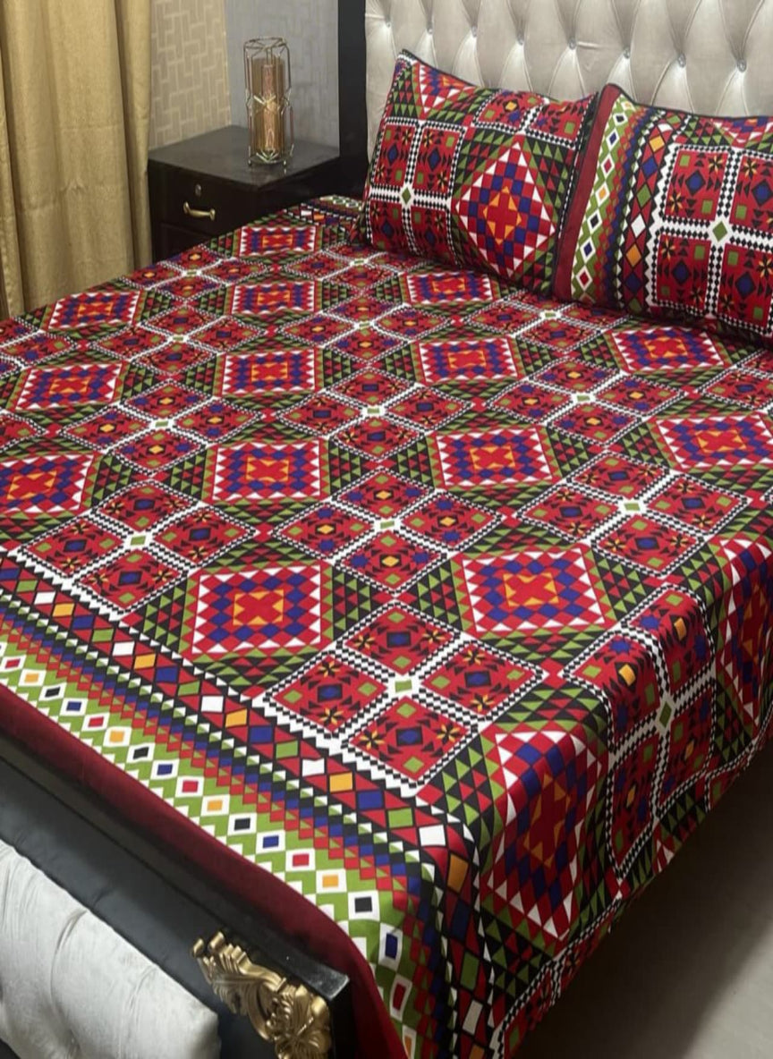 3D Crystal Cotton 3-Piece Bedsheet Set – Lifetime Color & Fabric Guarantee