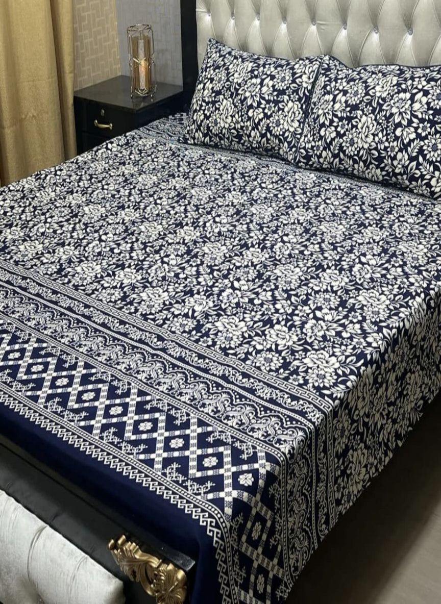 3D Crystal Cotton 3-Piece Bedsheet Set – Lifetime Color & Fabric Guarantee