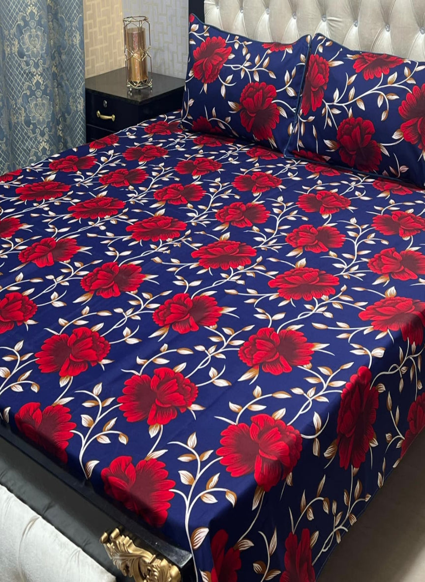 3D Crystal Cotton 3-Piece Bedsheet Set – Lifetime Color & Fabric Guarantee