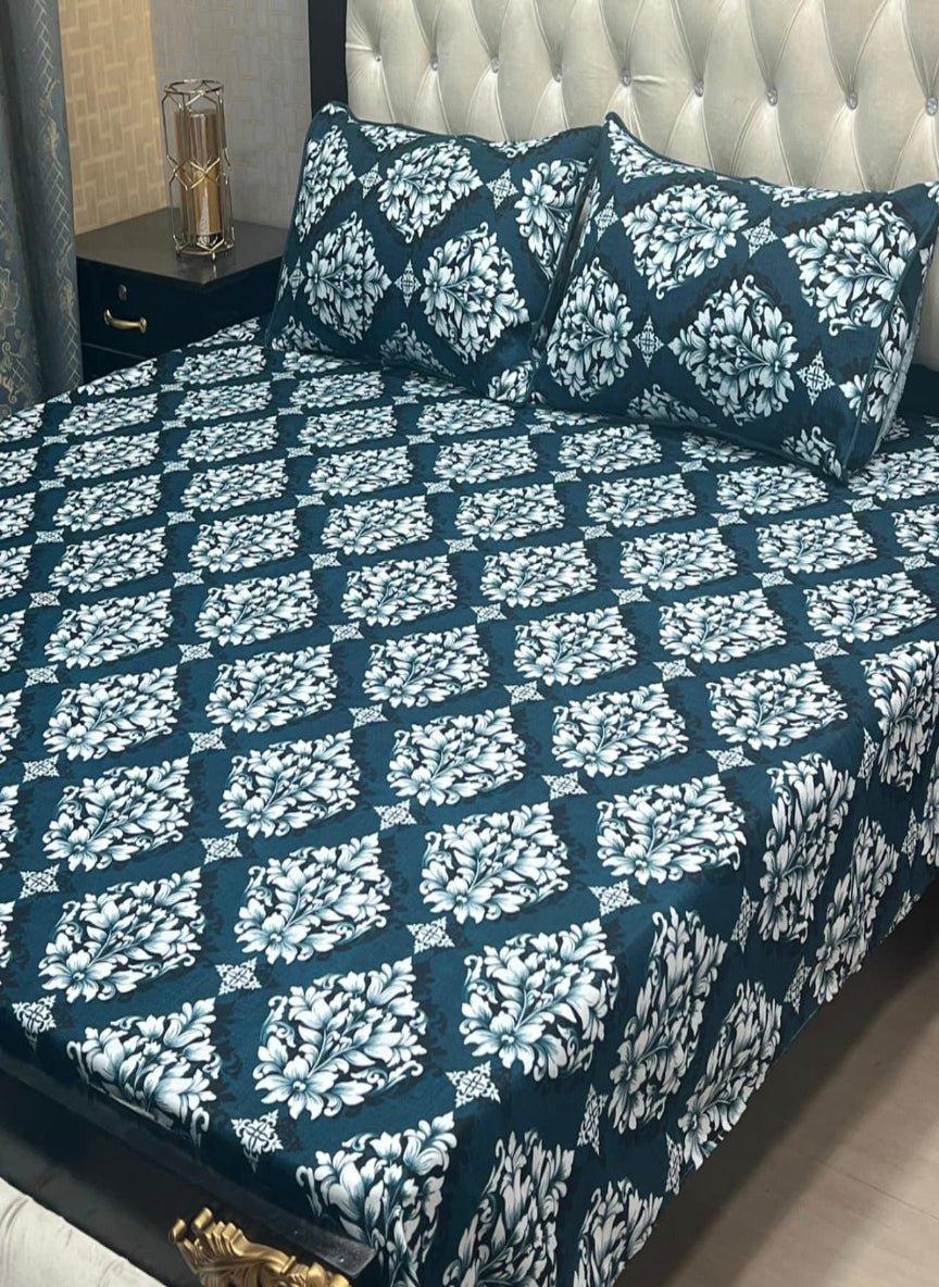 3D Crystal Cotton 3-Piece Bedsheet Set – Lifetime Color & Fabric Guarantee