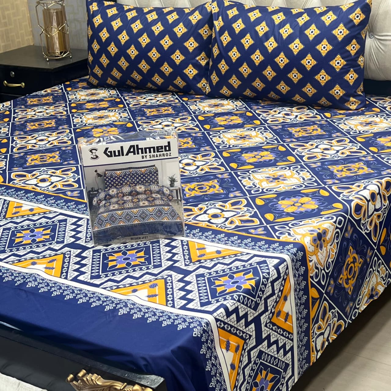 Gul Ahmad Gift Pack Bedsheet โ 3-Piece Full Printed, King Size (Cotton Mix)