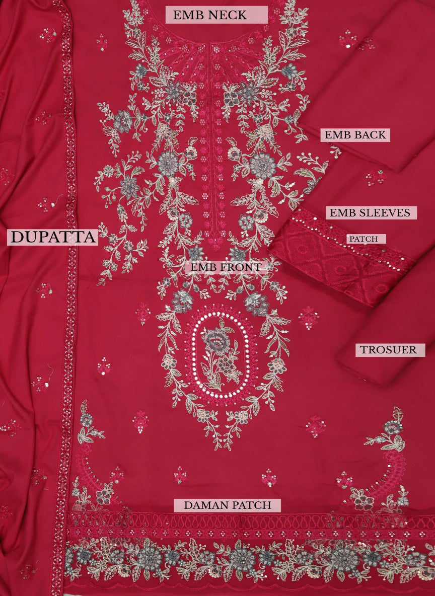 Luxury Dhank Fabric with Heavy Embroidery & Shawl Dupatta