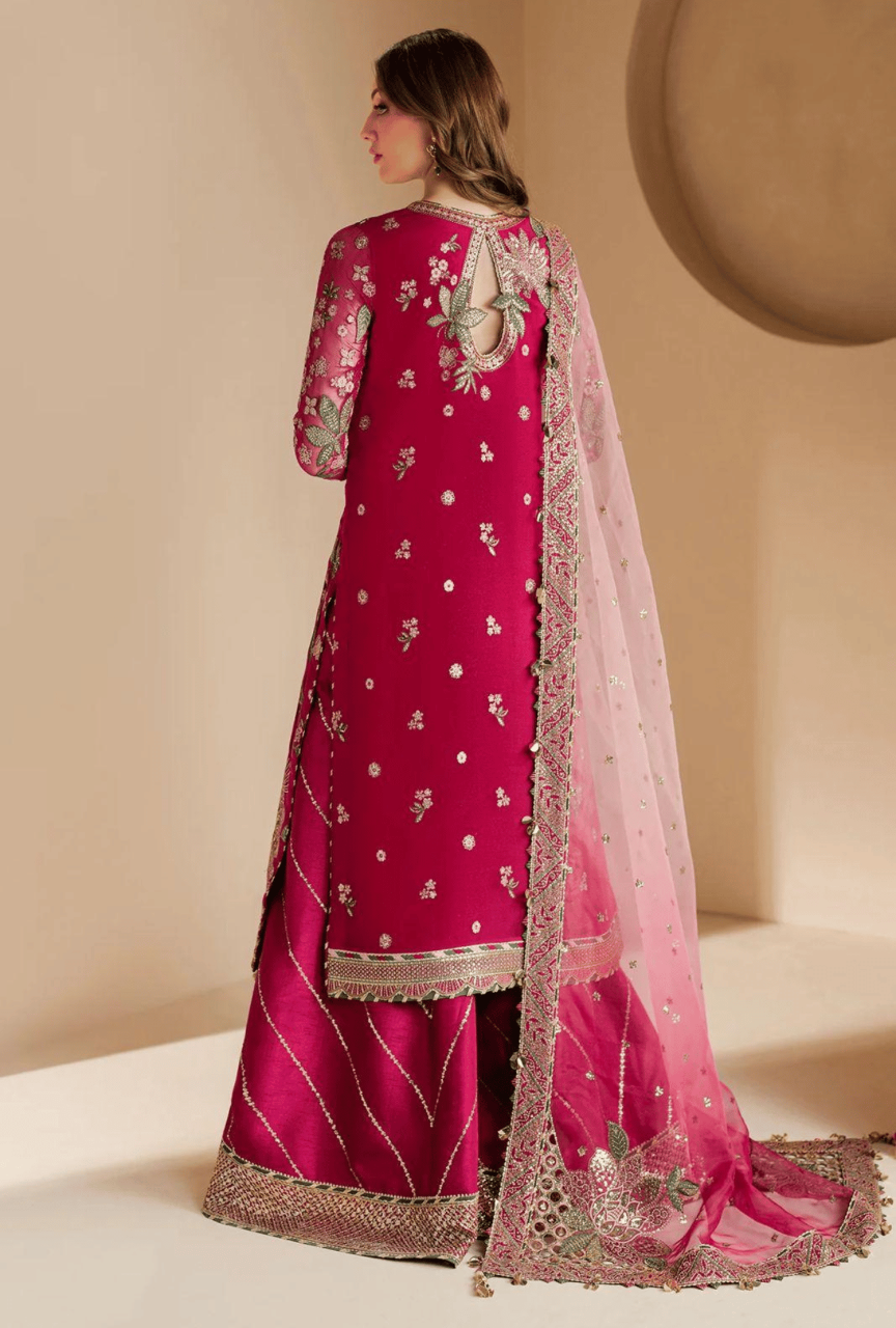 Luxury Semi-Pure Chiffon Embroidered Wedding Dress with Silk Trouser