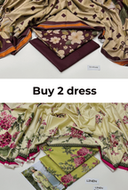 Buy 2 Premium 3-Piece Unstitched Dresses | Dhank & Linen Collection
