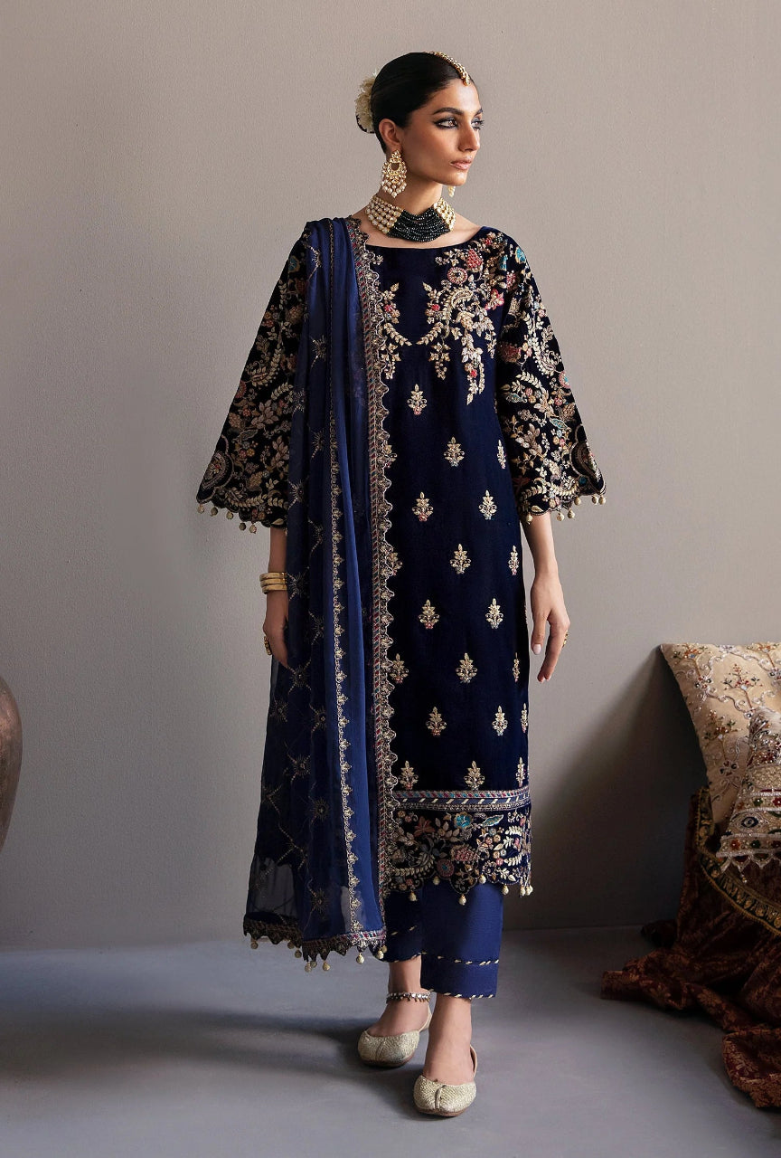 Velvet Unstitched – Elegant Embroidered 3-Piece Suit