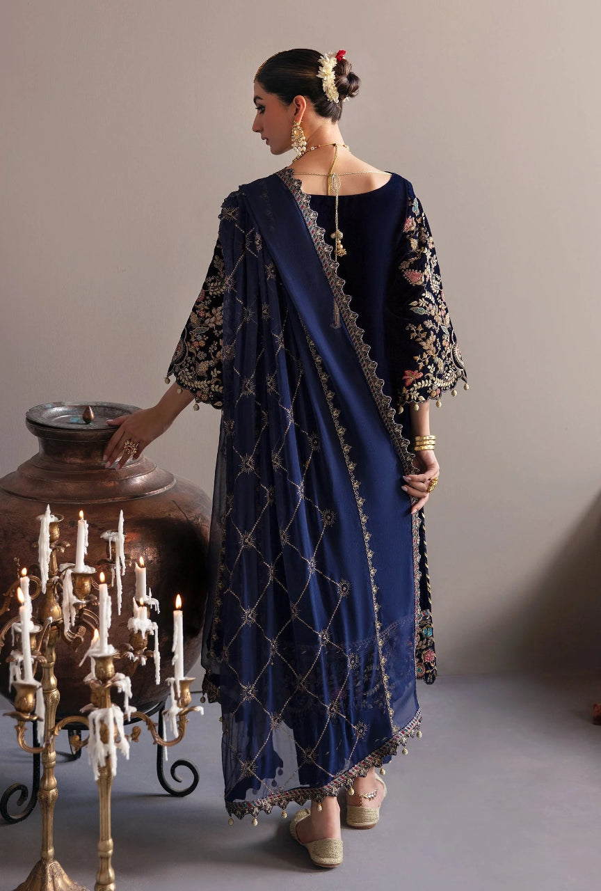 Velvet Unstitched – Elegant Embroidered 3-Piece Suit