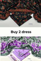 Buy 2 Premium 3-Piece Unstitched Dresses | Dhank & Linen Collection