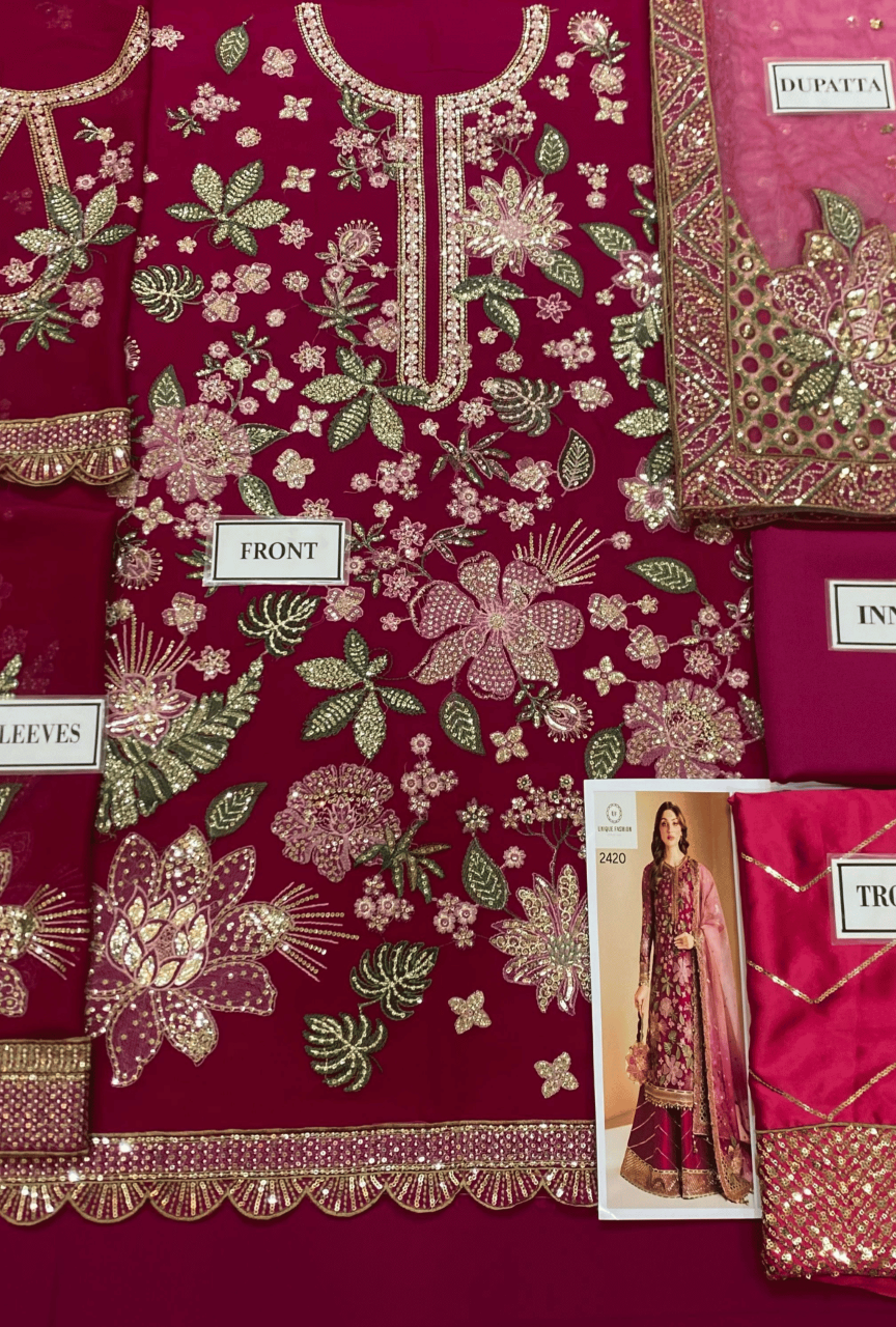 Luxury Semi-Pure Chiffon Embroidered Wedding Dress with Silk Trouser