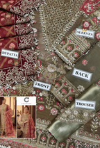 Luxury Organza Embroidered Suit with Satin Silk Trouser & Heavy Dupatta
