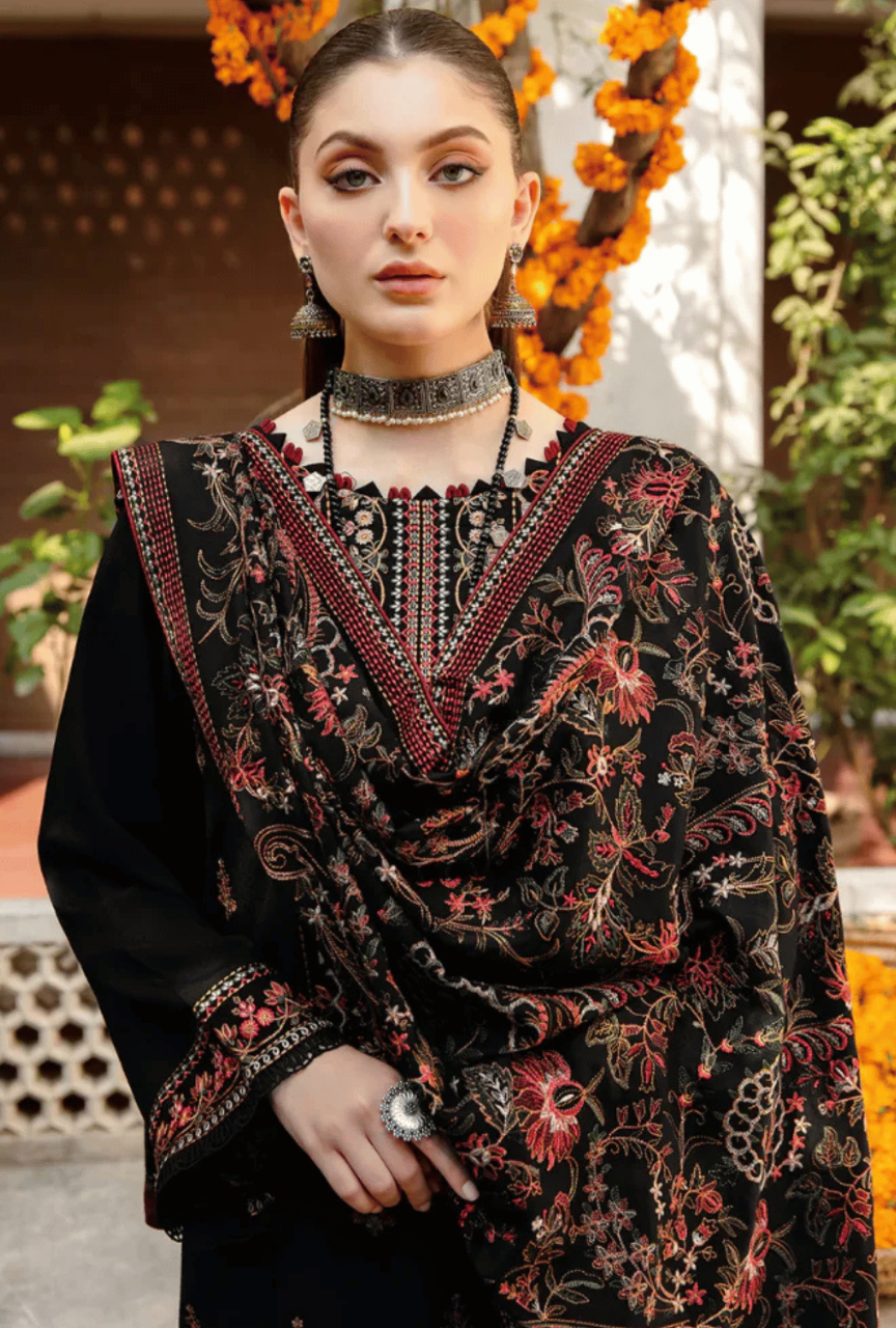3PC Embroidered Shirt With Heavy Embroidered Dhanak Shawl
