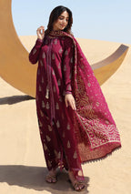 Embroidered Linen 3Pc Suit with Printed Chiffon Dupatta  _F24
