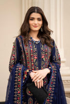 3-Piece Embroidered Suit with Heavy Dhanak Shawl
