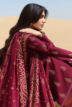 Embroidered Linen 3Pc Suit with Printed Chiffon Dupatta  _F24