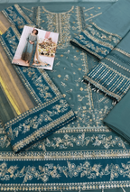 Premium Chiffon Embroidered Suit with Ada Work & Ready-to-Wear Net Dupatta