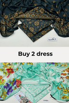 Buy 2 Premium 3-Piece Unstitched Dresses | Dhank & Linen Collection