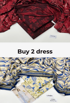 Buy 2 Premium 3-Piece Unstitched Dresses | Dhank & Linen Collection