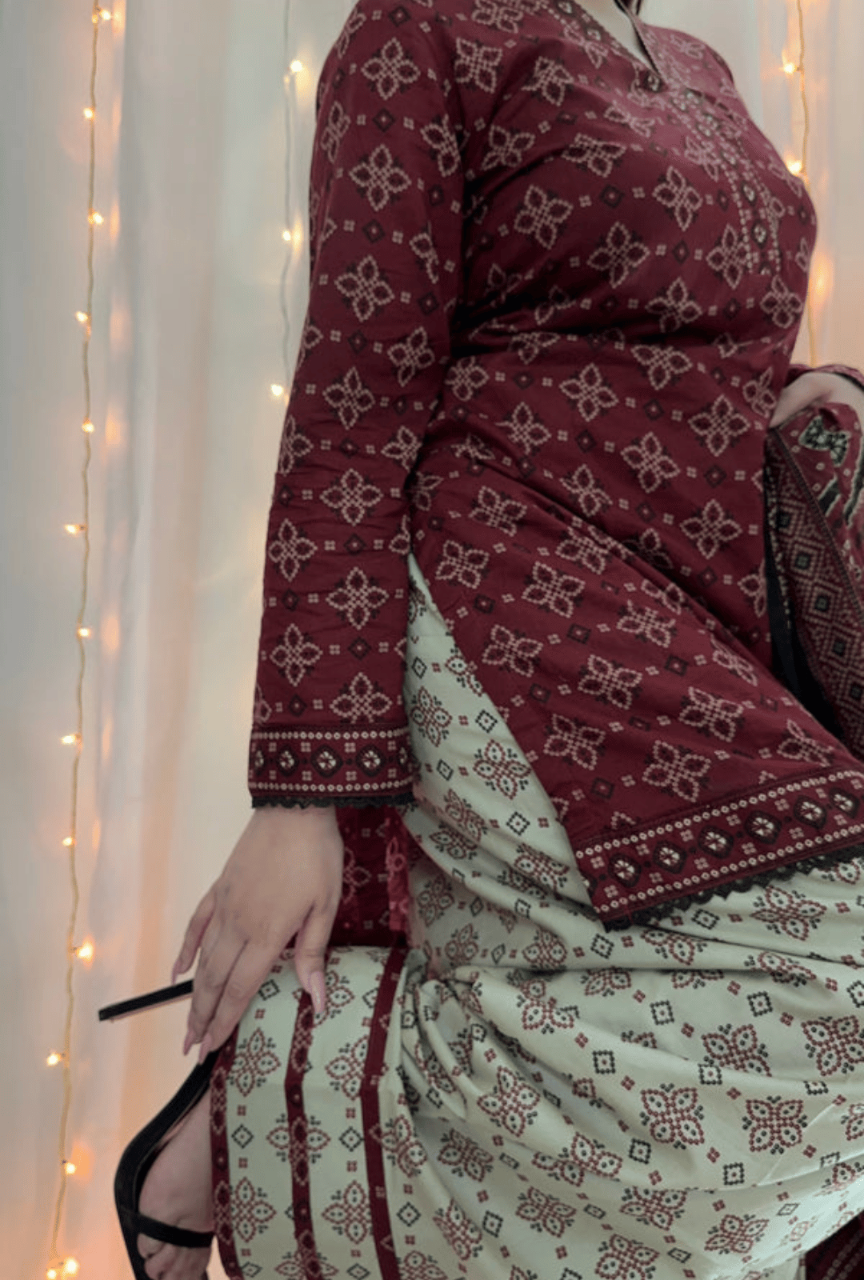 Digital Printed Slub Khaddar 3-Piece