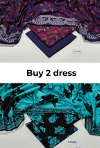 Buy 2 Premium 3-Piece Unstitched Dresses | Dhank & Linen Collection