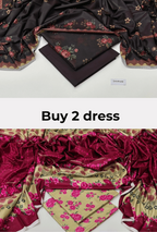 Buy 2 Premium 3-Piece Unstitched Dresses | Dhank & Linen Collection