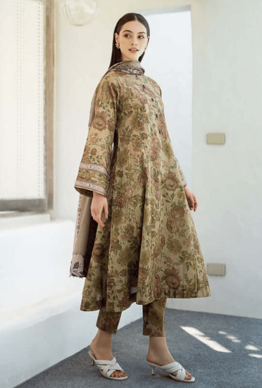 Unstitched 3 PEC Digital Printed Khaddar Suit With Digital Printed Khaddar Dupatta