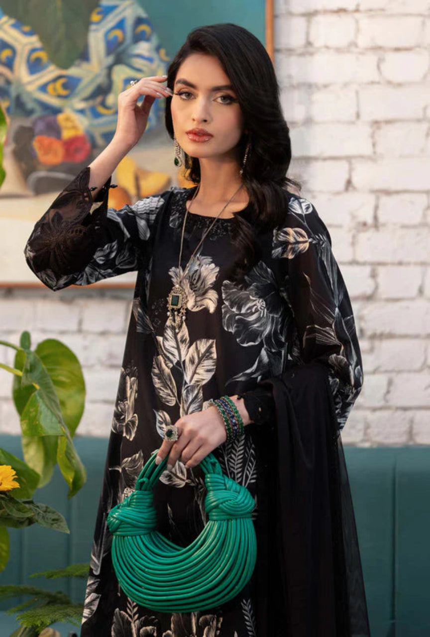 Women Unstitched— Digital Linen 3-Piece &cutwork embroidery