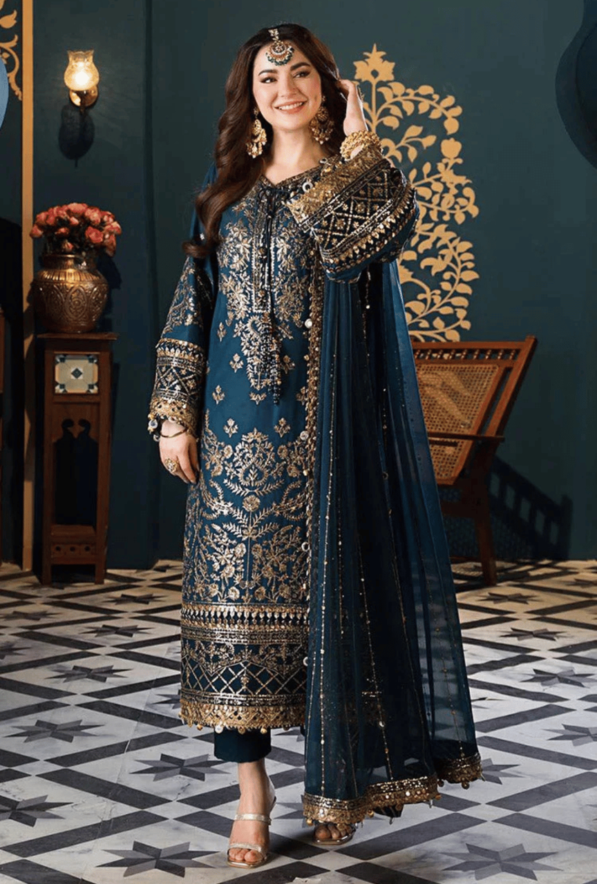Elegant Chiffon Suit With Sequence Work & Malai Trouser