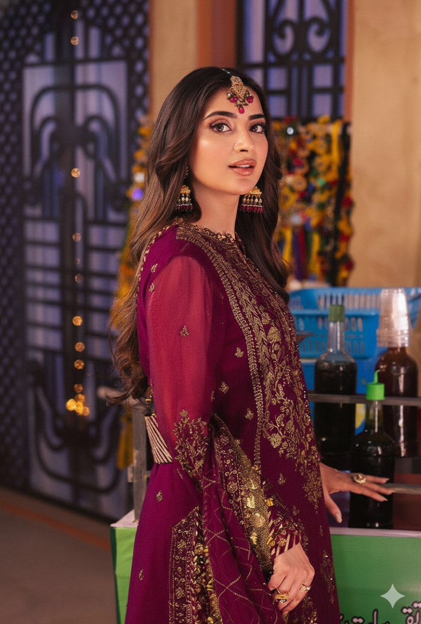 Chiffon Embroidered Unstitched Luxury Chiffon 3 PC