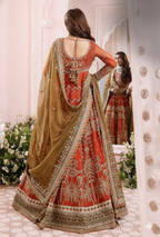 Chiffon Embroidered Frock – 3Pc (With Heavy Handwork & Satin Silk Trouser)