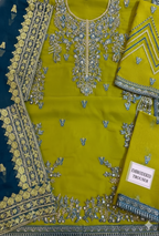 Luxury Organza & Malai Embroidered Suit with Adda Work Dupatta