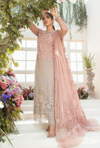 Elegant Tie & Dye Chiffon 3PC Embroidered Suit with 3D Handwork