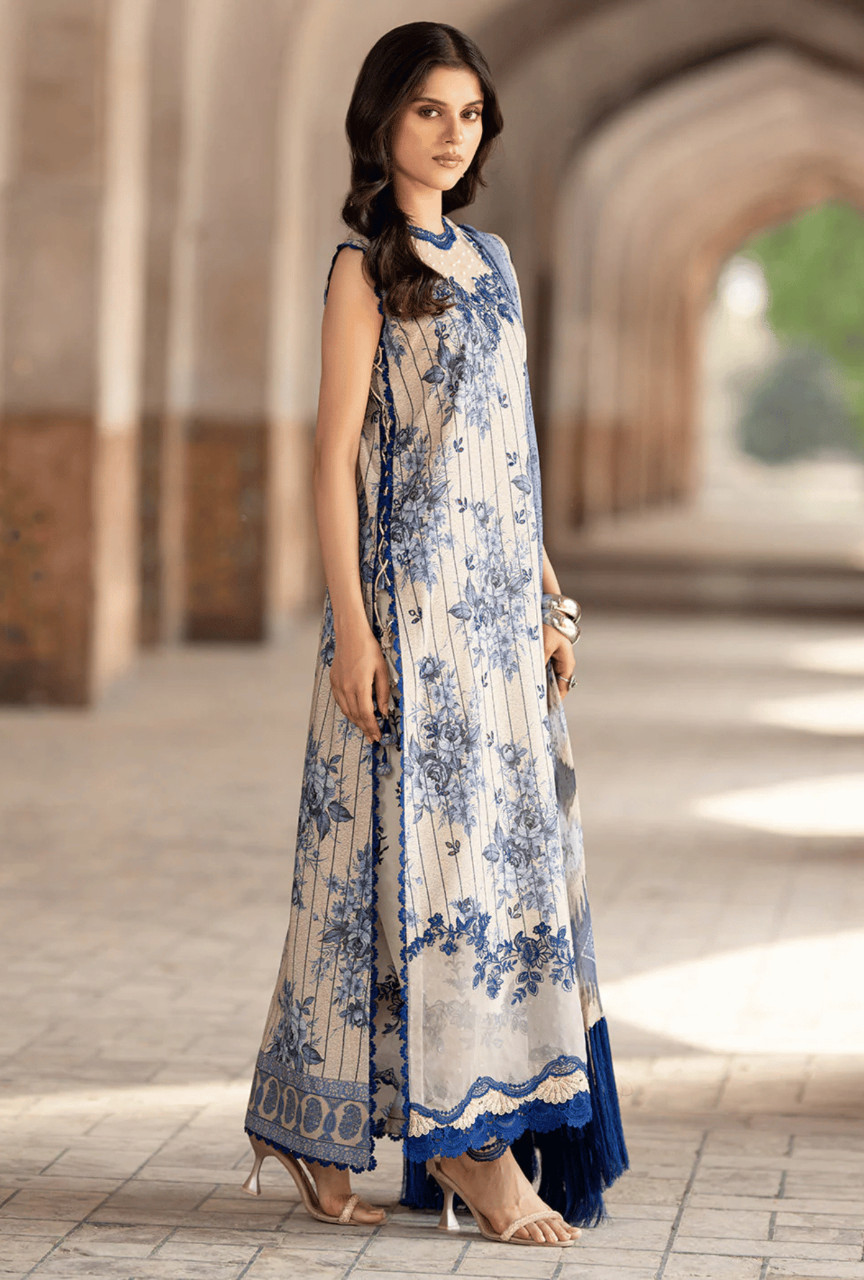 Premium Khaddar Digital Printed Suit with Heavy Embroidered Organza Patches