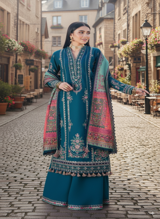 Winter 2025 Hussain Rehar 3-Piece Suit –  with Pashmina Wool Shawl