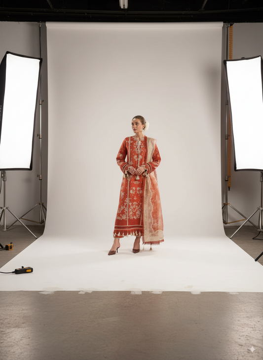 3-Piece Suit – Dhanak Pashmina Shawl (Premium Embroidery)