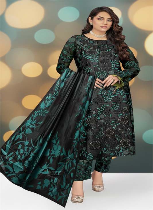 Premium Embroidered Linen 3-Piece Suit – Maria B | Baroque | Cross Stitch | Alkaram Inspired – Winter Collection 2025