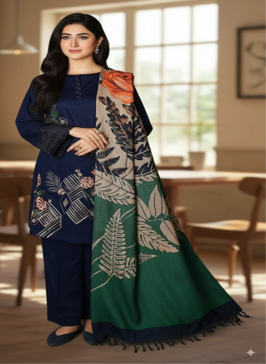 3-Piece Suit with Twill Wool Shawl