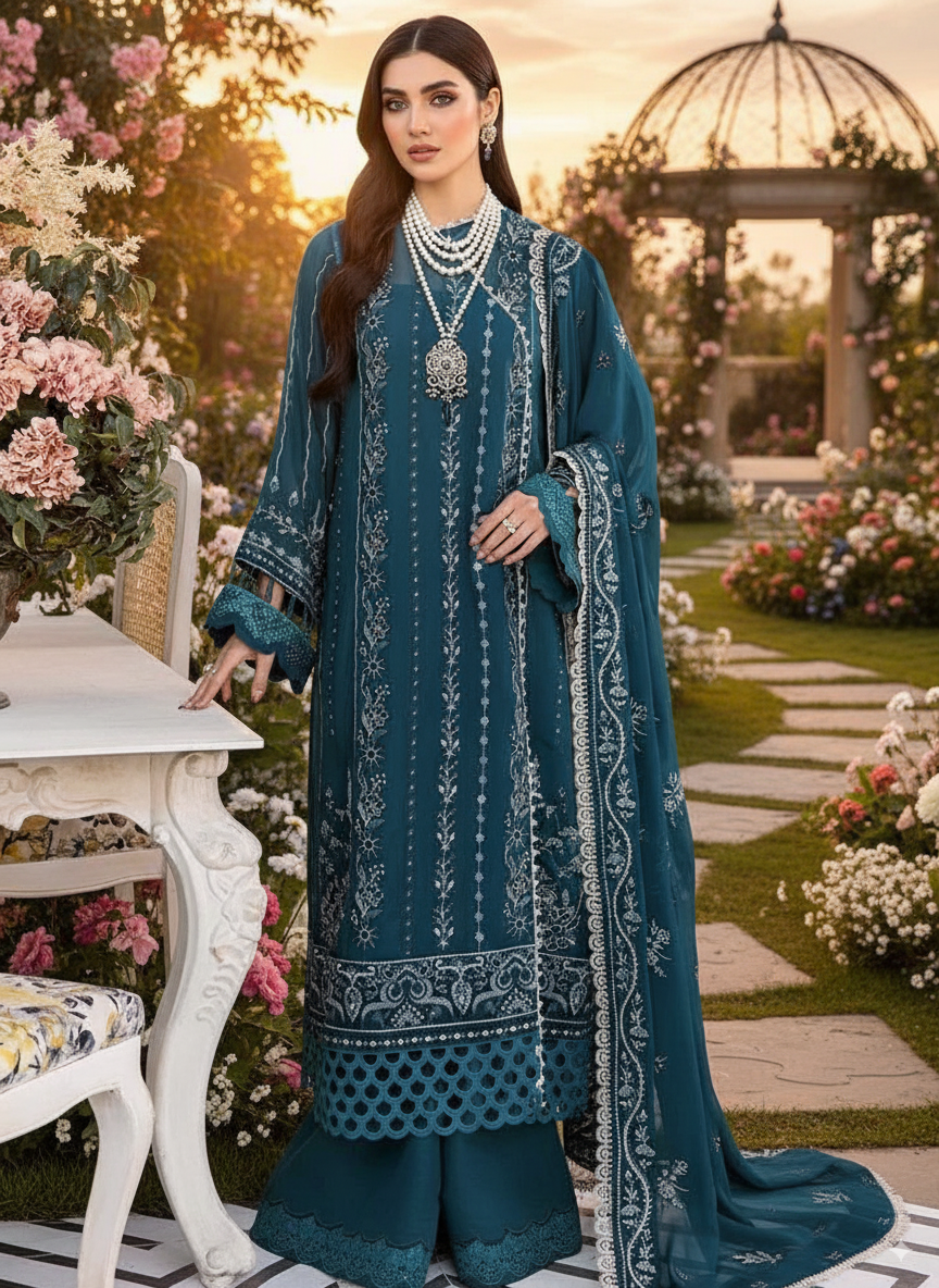 3-Piece Suit with Embroidered Dhanak Shawl