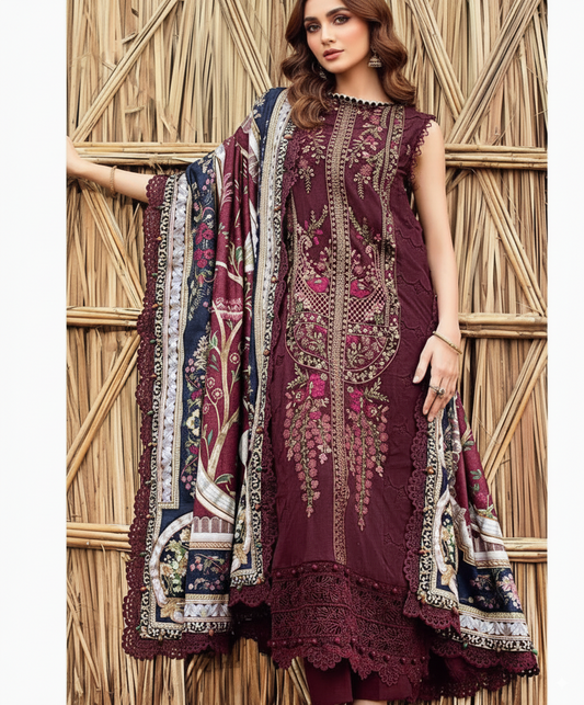 Dhanak 3 Piece Suit with Pashmina Wool Shawl