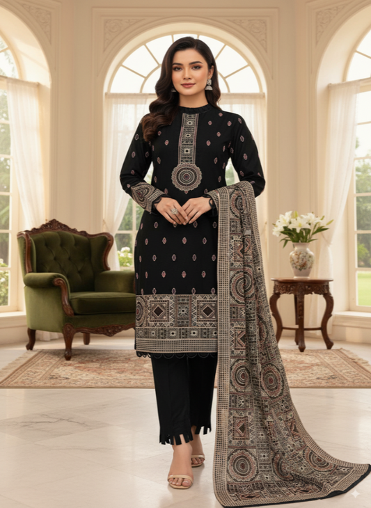 Premium Organza Chikan Kari Embroidered Dress