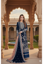 Luxury Micro Velvet Embroidered Suit with Chiffon Dupatta – Handworked Formal Wear