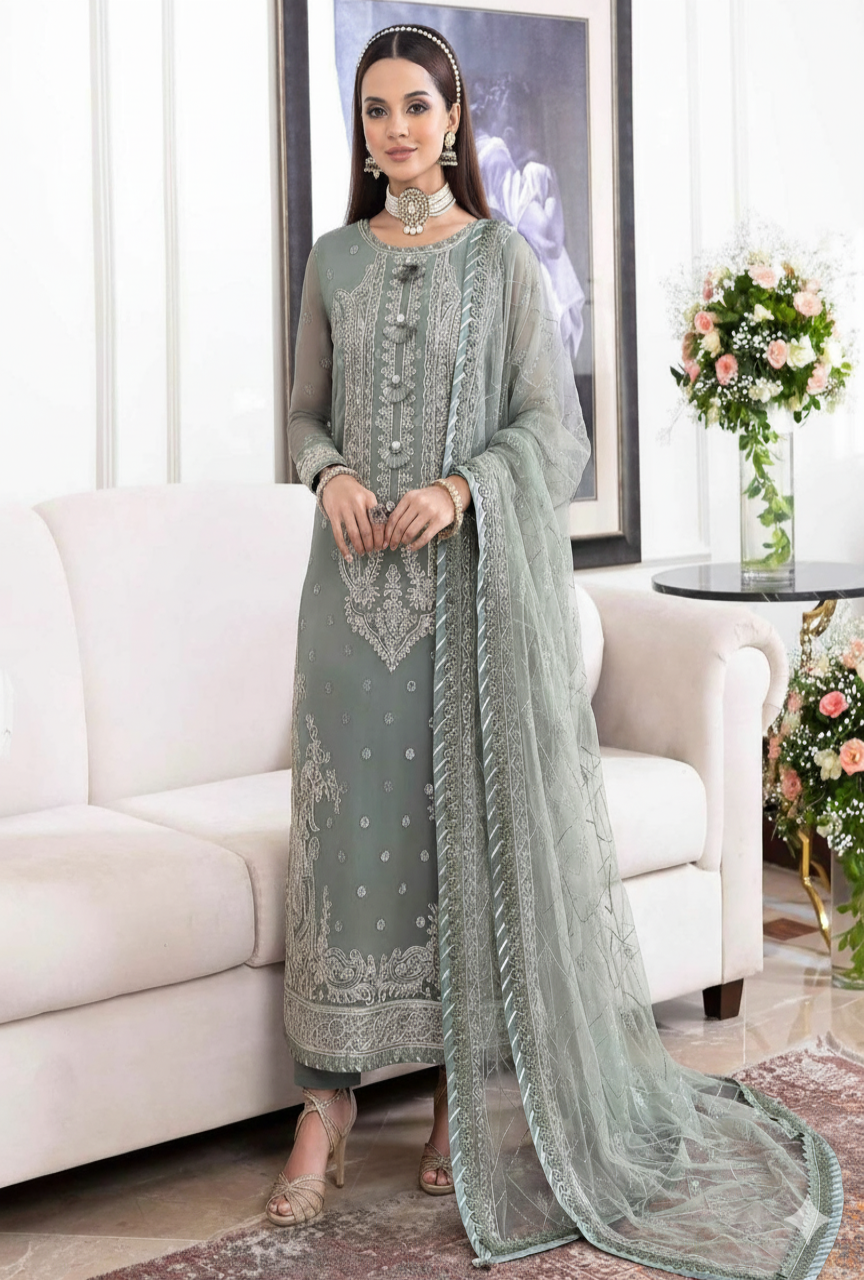 Luxury Fully Embroidered Spangle Work Suit
