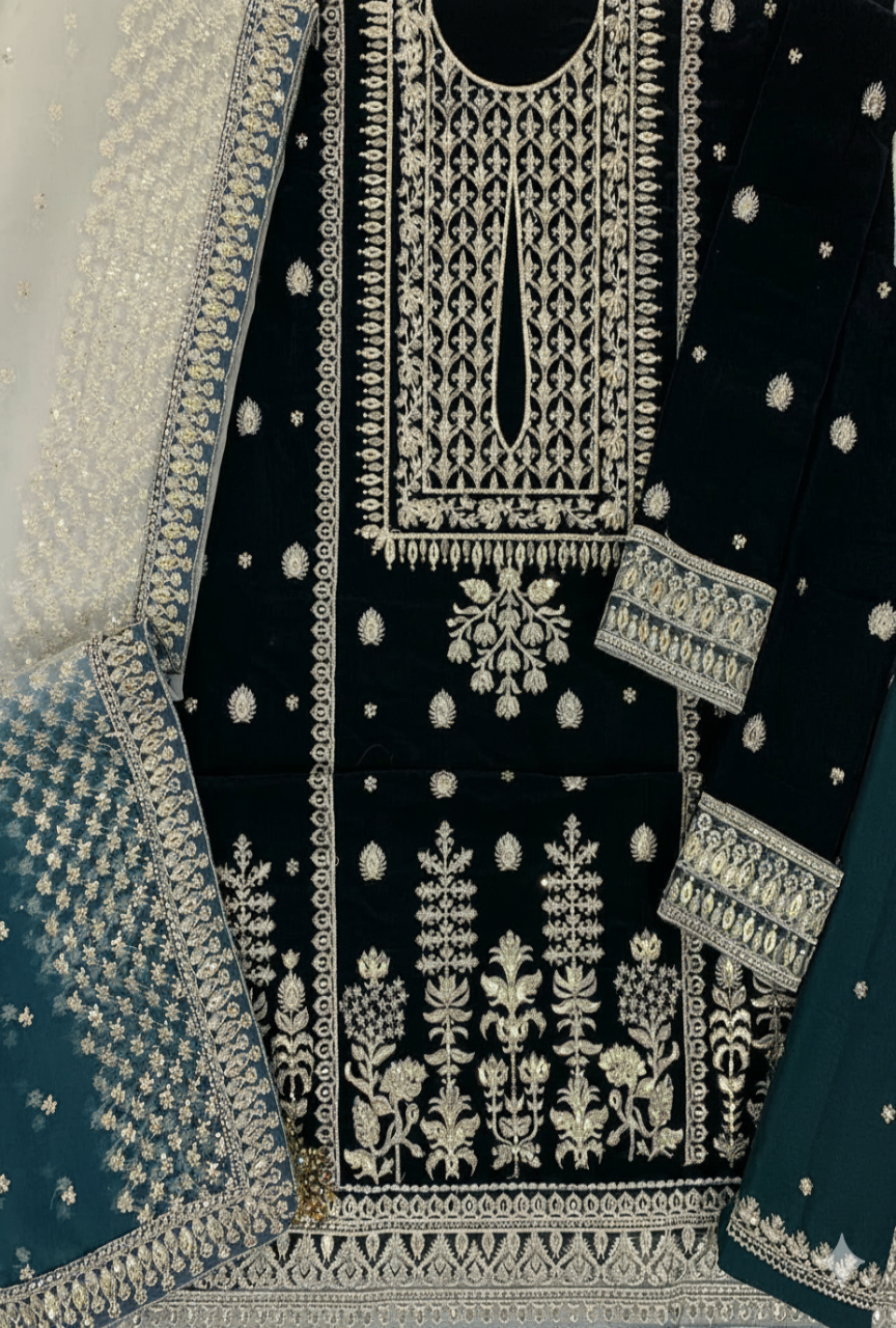 Velvet Wedding 2024 — Luxury Heavy Embroidered 3-Pc