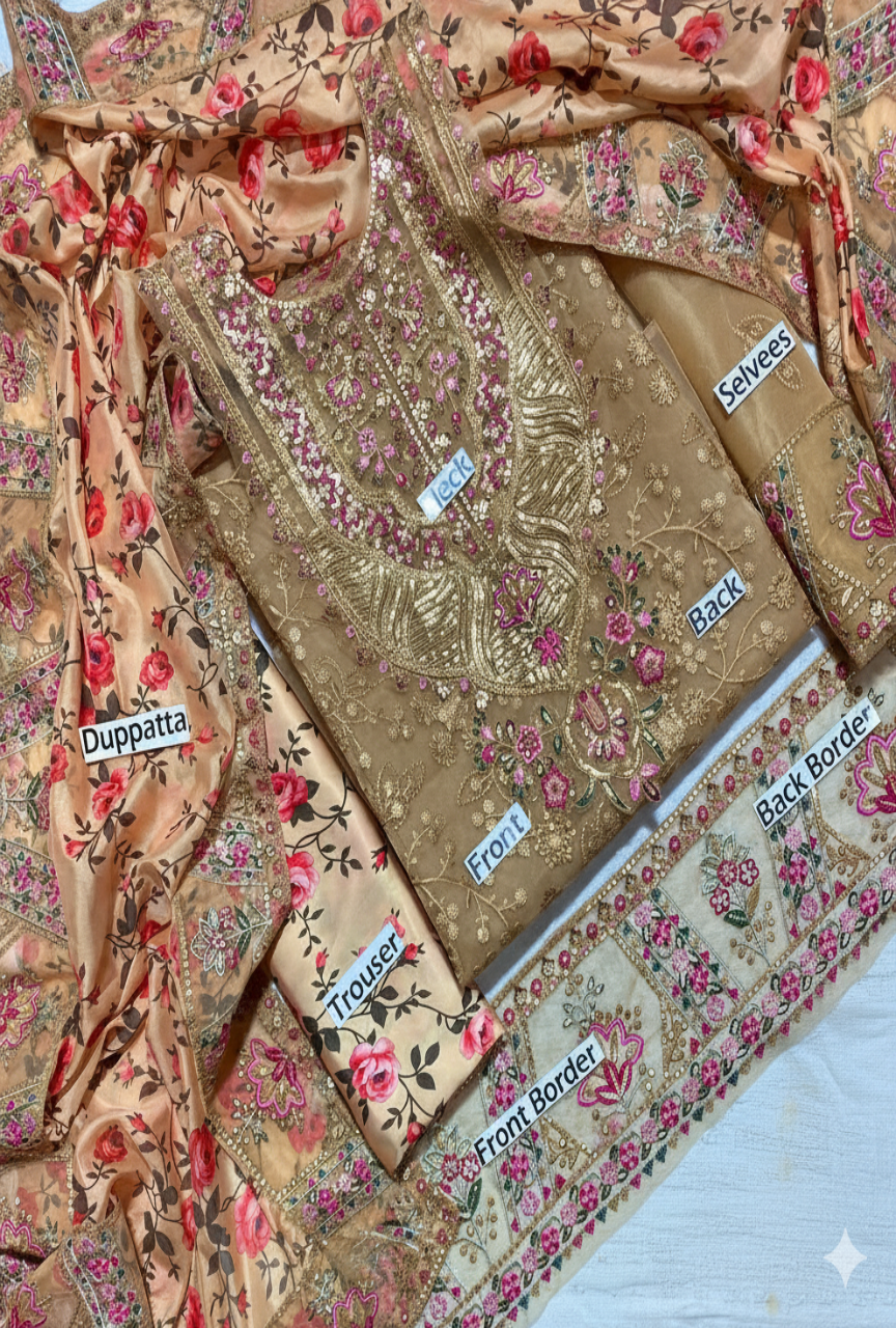 Masterpiece 2025 Bridal Organza Ensemble | Full Heavy Adda & Sequence Work