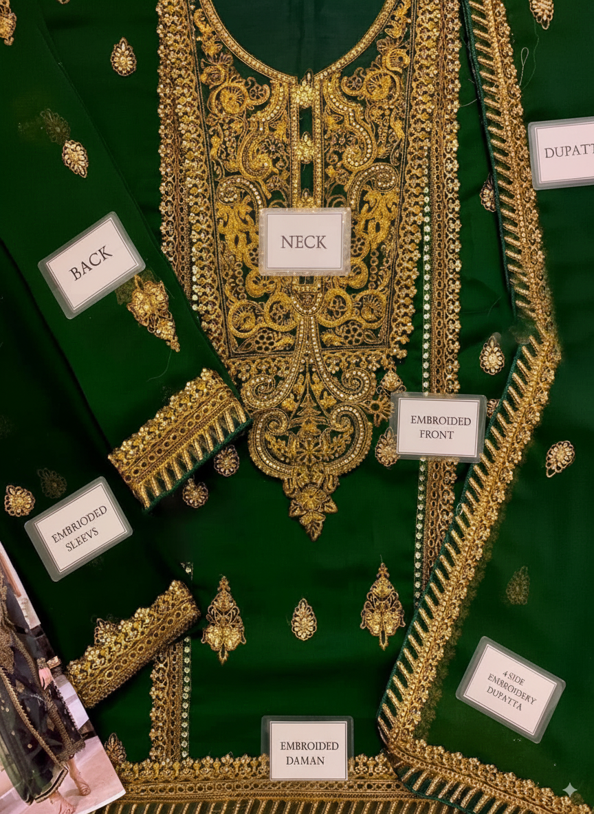 3-Piece Suit with Heavy Spangle Embroidery