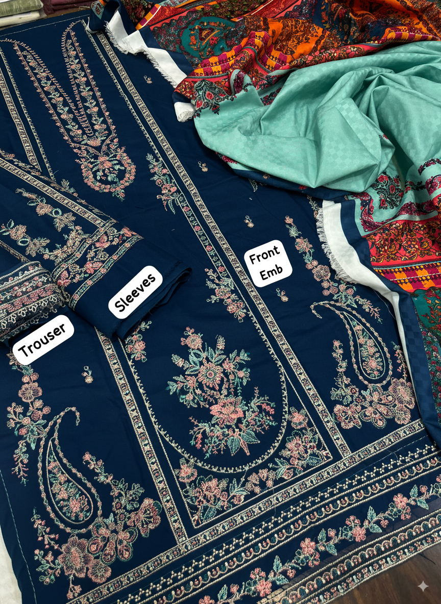 Winter 2025 Hussain Rehar 3-Piece Suit –  with Pashmina Wool Shawl