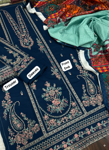 Winter 2025 Hussain Rehar 3-Piece Suit –  with Pashmina Wool Shawl