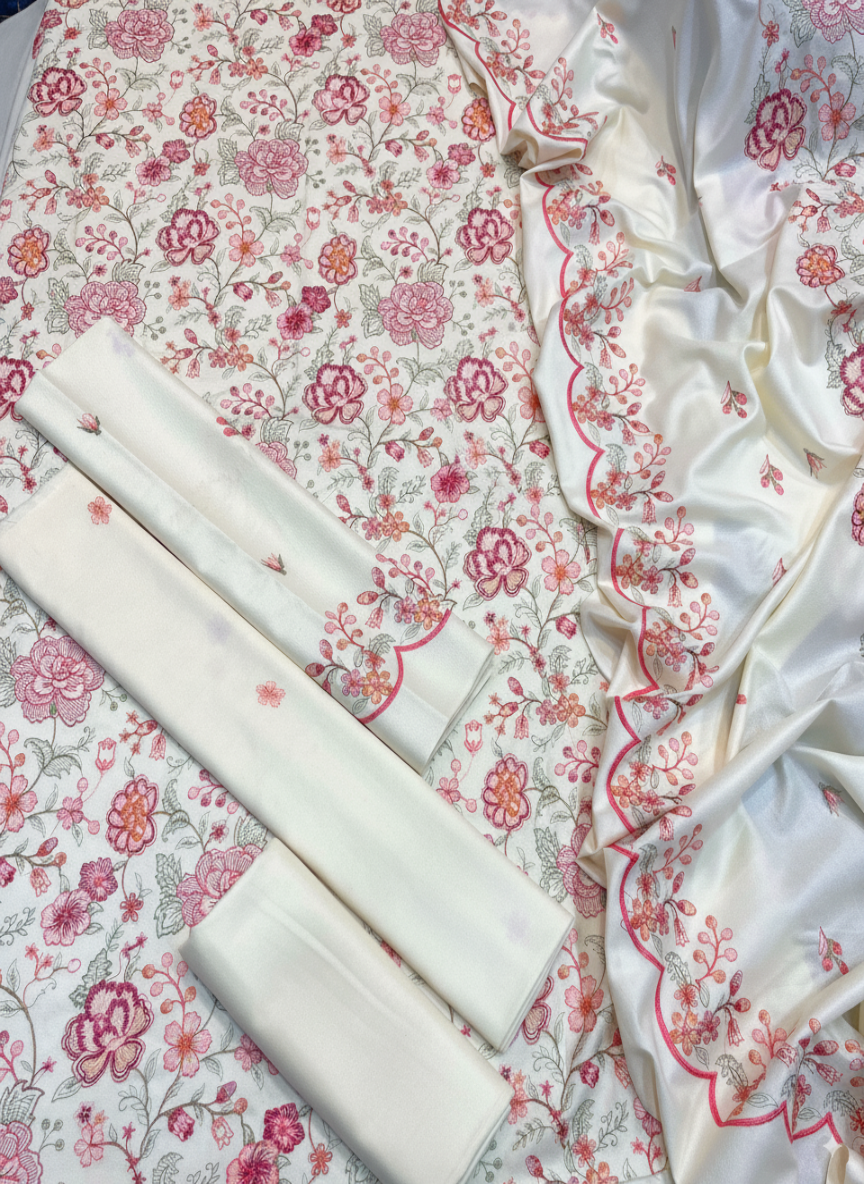 Bareeze Hit Code | Brand Code 809 | 3-Piece Embroidered Suit with Heavy Dhanak Shawl