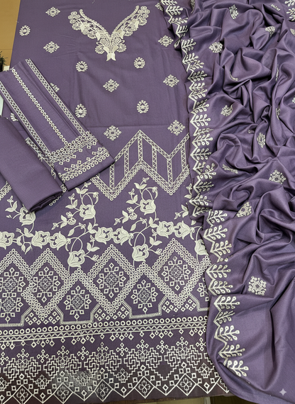 ❄☀ Winter 2025 Hot Collection | Dhanak Embroidered 3-Pcs Suit ☀❄