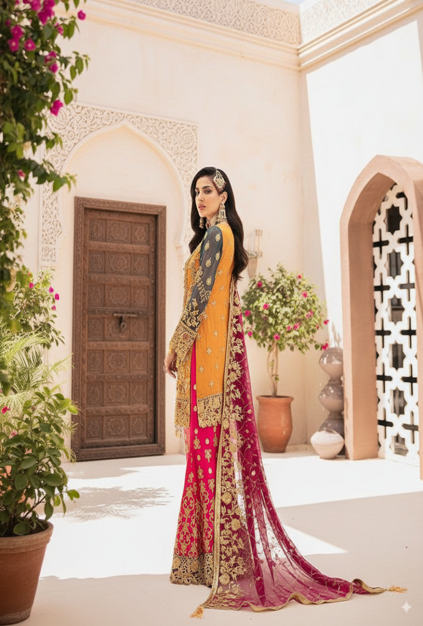 Premium Quality Bridal Chiffon & Net Embroidery